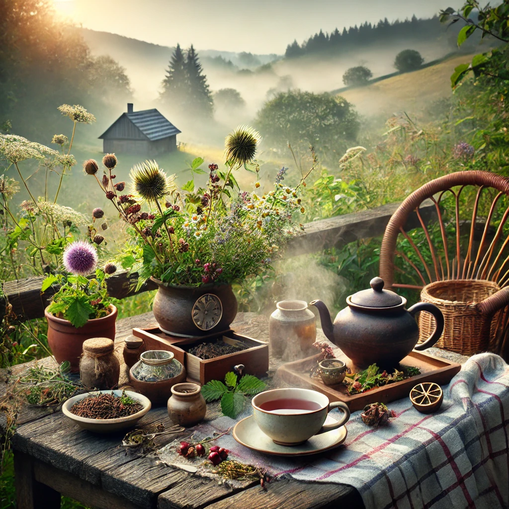 Té verde en taza